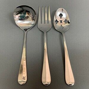 Michael LLoyd MLL12 Fork Pierced Spoon & Solid Gravy Ladle Stainless Lot of 3